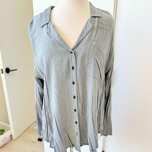 Free People Light Gray pinstriped Button-Down Shirt